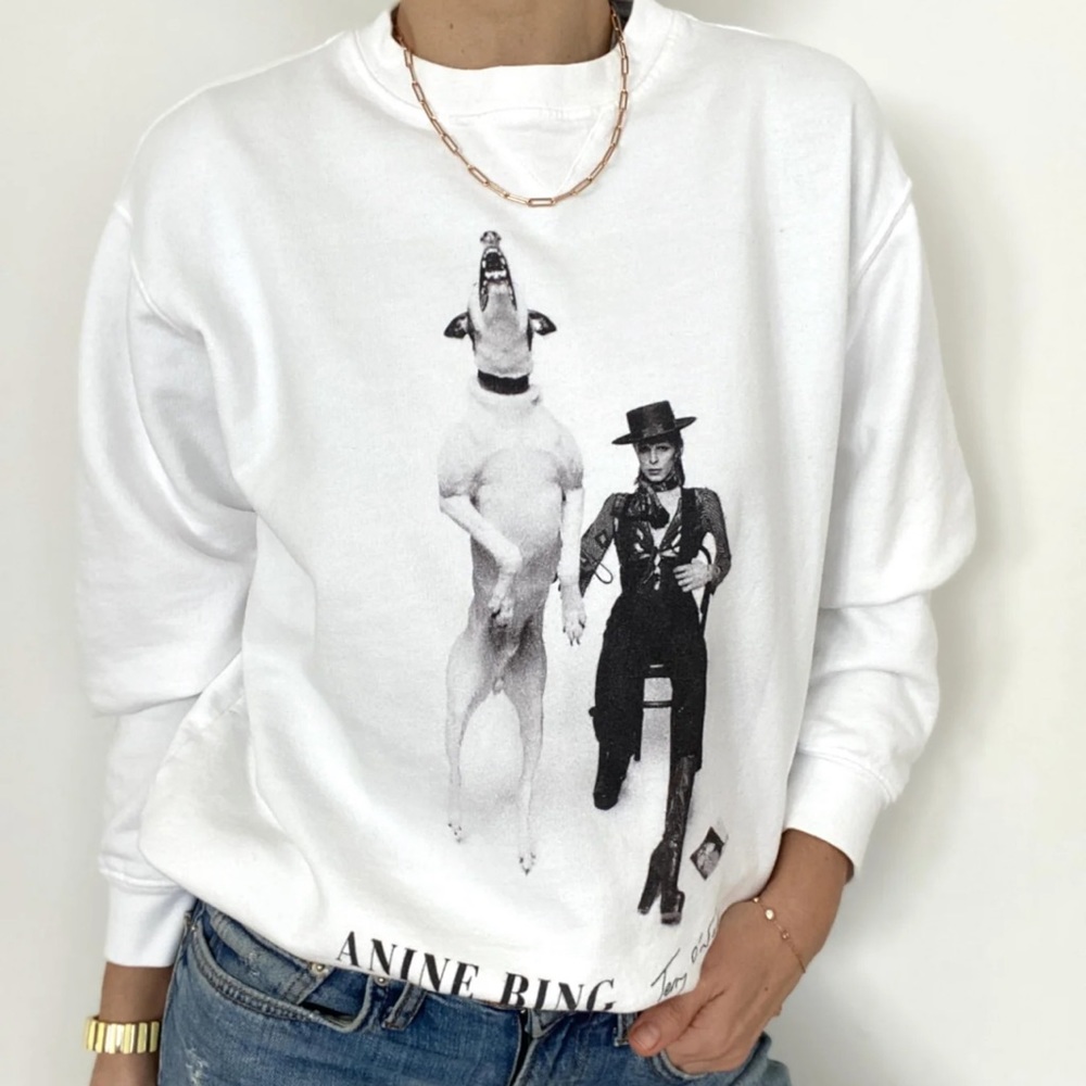 Anine Bing x TO DAVID BOWIE Ramona Sweatshirt in White